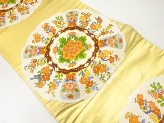 JAPANESE KIMONO / ANTIQUE FUKURO OBI / SILK / WOVEN FLOWERS